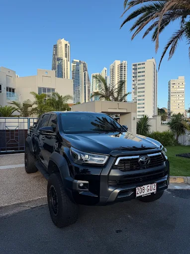 Black Toyota Hilux detailed in Surfers Paradise